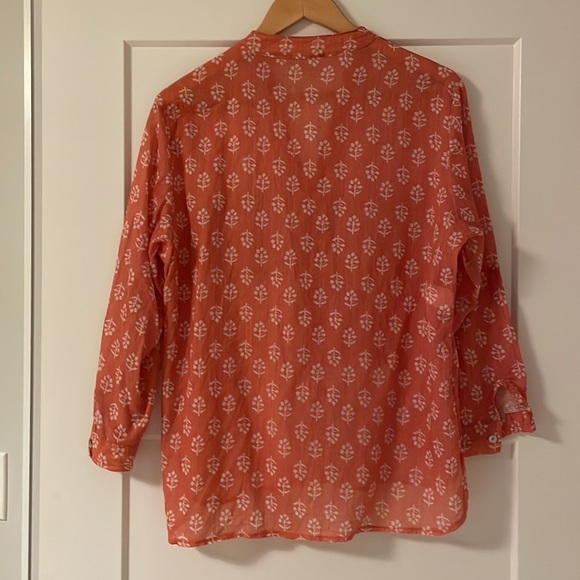 Women's Coral Button Down Shirt - Picture 2 of 11